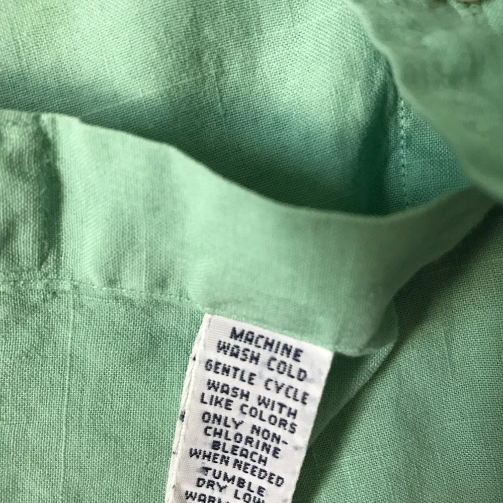 POLO RALPH LAUREN LINEN SHIRT GREEN LONG SLEEVE BUTTON MENS LARGE